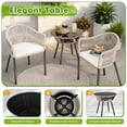 thumbnail image 5 of Homall 3 Pieces Outdoor Patio Furniture Set PE Rattan Wicker Table and Chairs with White Cushions and Tempered Glass Bar Set, White, 5 of 6