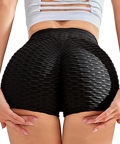 FIGKICKSEN TIK Tok Booty Shorts for Women Butt Lifting High Waisted Spandex Running Athletic Bubble Workout Yoga Shorts