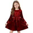 thumbnail image 6 of NAISIBABY Girls Long Sleeve Dresses, Crew Neck Shiny Pleated Fashion Party Casual Midi Dresses Wine 4T, 6 of 9