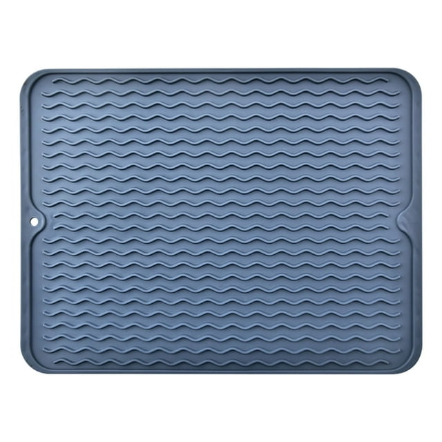 pdqouc Large Silicone Dish Drying Mat, Non-Slip HeatResistant Sink Mat & Counter Protector, Easy Clean Drainer Mat for Kitchen, Refrigerator Drawer Liner, 2-Pack