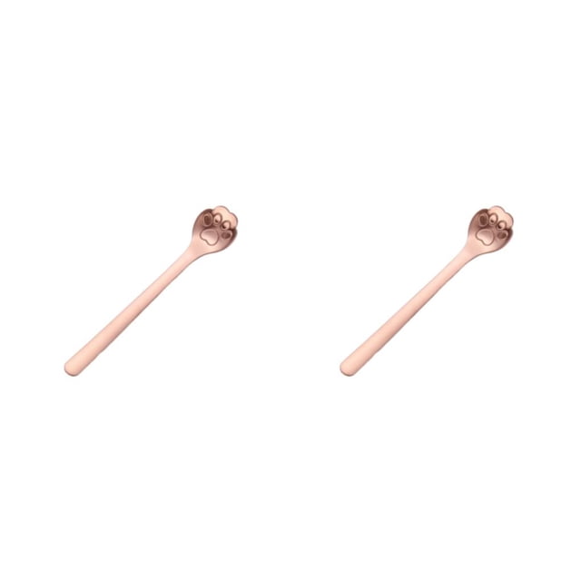 Decodeary Tea Spoon For Tea Essential Teaware For Tea Drinking - Exquisite And Practical Stainless Steel Spoon Stainless Steel cat paw rose gold 1 2Set