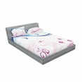 thumbnail image 3 of Ambesonne Modern Fitted Sheet & Pillow Sham Set, Ivy Flower Leaves Nature, Twinxl, Dark Blue Lilac, 3 of 3