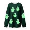 thumbnail image 3 of Halloween Sweatshirt For Women Ghosts Pumpkin Graphic Long Sleeve Crewneck Cute Pullover For Fall Winter Baggy Casual Tops (XL, Green-B), 3 of 3