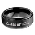thumbnail image 2 of Tungsten Graduating Class Of 2019 Band Ring 8mm Men Women Comfort Fit Black Step Bevel Edge Brushed Polished, 2 of 4