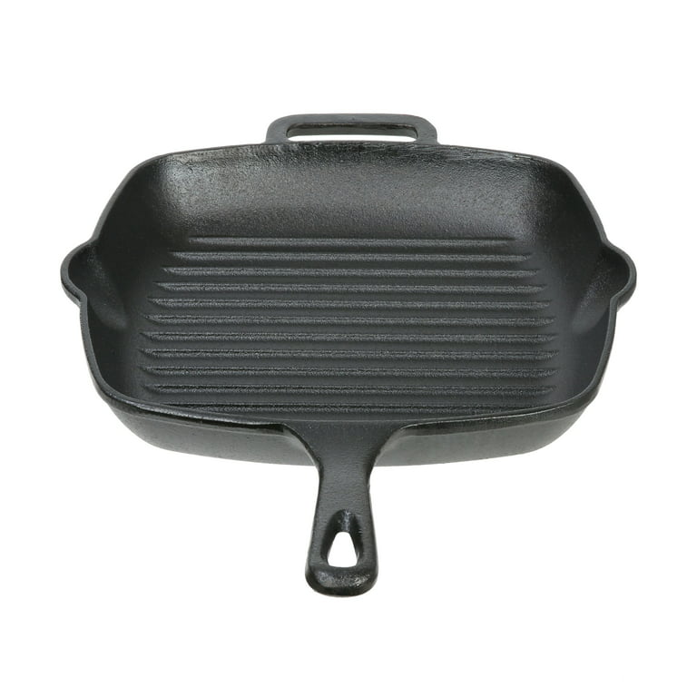 Lodge 7-Piece Essential Pre-Seasoned Cast Iron Skillet Set - Includes 10  1/4 Skillet, 10 1/4 Grill Pan, 10 1/2 Griddle, Silicone Handle Holder,  Silicone Trivet, and Two Pan Scrapers