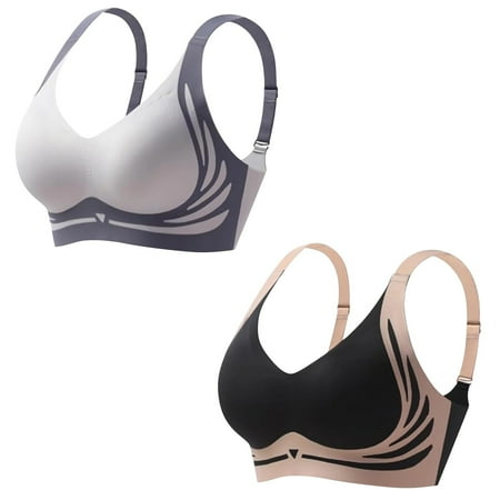 HYSYSB Sports Bras for Women balconette Bras for Women push Up Sports Bra bras for Women super Gather Bra Soft Comfortable Gather Bra Wireless Up Bra Everyday Sports Bras seamless Orange L