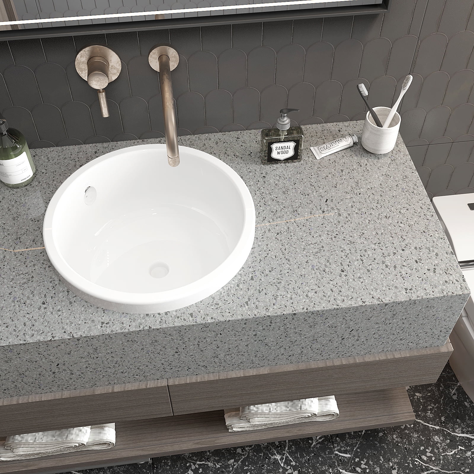 VEELIKE Grey Granite Contact Paper for Countertops Peel and Stick Waterproof Self Adhesive Removable Wallpaper Mable Peel and Stick Countertops Vinyl for Kitchen Bathroom Cabinets Liners 15.7''x354''