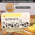 thumbnail image 2 of Farmhouse ceramic butter tray with lid - butter box, large capacity, can hold 2 butter sticks, natural bamboo and heat-treated porcelain (butter, large size), 2 of 7