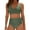 Green, variant on High Waisted Bikini Sets for Women Twist Front Tie Back 2 Piece Bathing Suit V Neck Ruched Swimsuits Bikinis