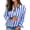 Dark Blue, variant on Ohufall Women's Vertical Striped Button Down Shirt, Lapel Collar Long Sleeve Loose Casual Office Tops
