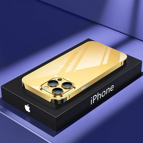 SaniMore Case for iPhone 14 Pro (6.1" 2022), Stainless Steels Backplane Anti-fingerprint [Stylish Design] Ultra-slim Lightweight Heavy Duty Protective Shell Shockproof Anti-fall, #1 Gold