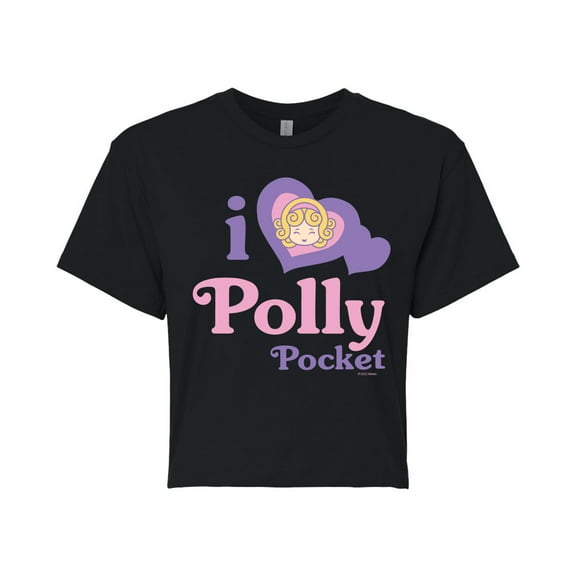 Polly Pocket - I Love Polly Pocket - Juniors Cropped Cotton Blend T-Shirt