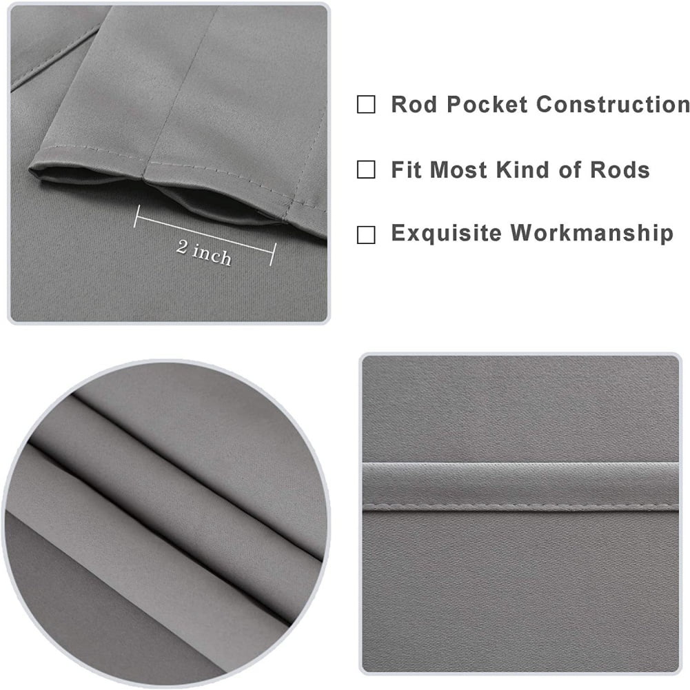 Blackout Curtains Panels for Bedroom - Thermal Insulated Rod Pocket Window Blackout Drapes/Draperies for Living Room (1 Panel, W42 x L54 inches, Gray)
