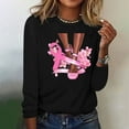 thumbnail image 4 of CLOISE Breast Cancer Blouses Women Long Sleeve Crewneck Tshirts Floral Ribbon Pink Breast Cancer Survivor Gifts Tee Shirts Cute Loose Shirts Cancer Support Clothes Black S, 4 of 4