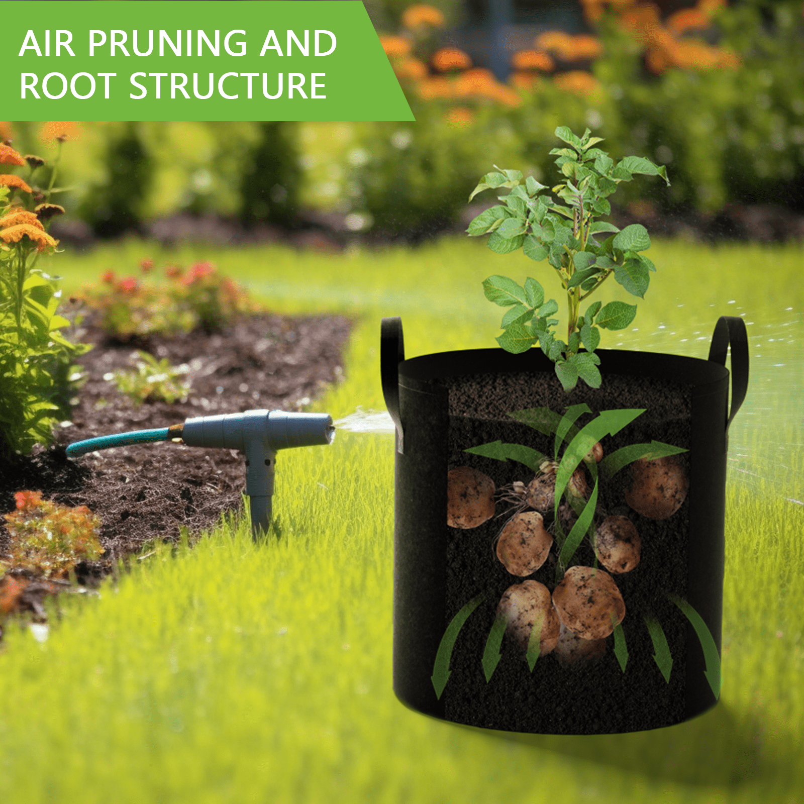 4-Pack 10 Gallon Grow Bags Heavy Duty Thickened Nonwoven Fabric Pots with Durable Handles, Black