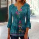 thumbnail image 2 of Camisas Awdenio para mujer, blusa informal de moda juvenil, cuello en V, camisa de tres cuartos, tops estampados de otoño, sudaderas, ofertas, 2 of 5