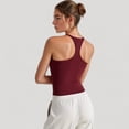 thumbnail image 6 of Women's Fitted Square Neck Tank Top with Built-In Bra and Racerback Design for Active and Casual Comfort - Large, Burgundy, 6 of 7