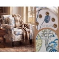 thumbnail image 4 of Vintage Floral Print Armchair,featuring durable linen fabric and solid wood legs.Vibrantly colored accent chair is perfect for bedrooms, living rooms,reading nooks,and entryways,Blue, 4 of 6