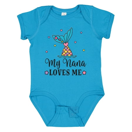 

Inktastic Nana Loves Me Granddaughter Mermaid Gift Baby Girl Bodysuit