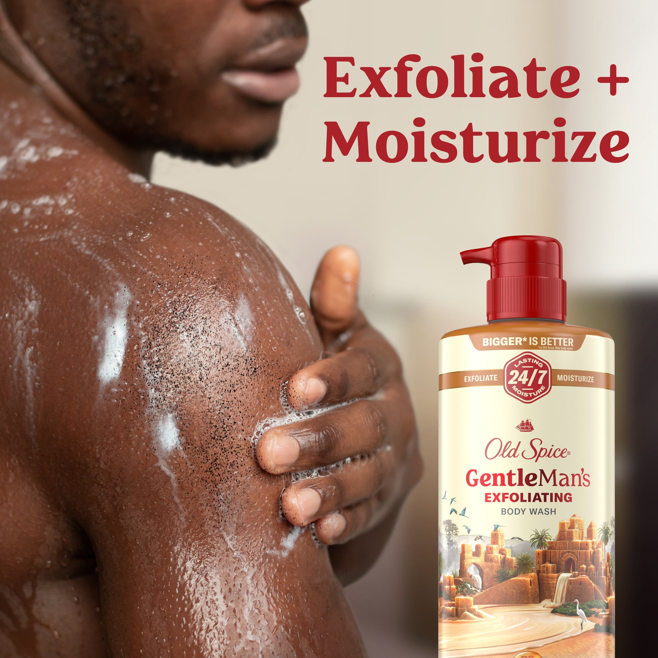 Old Spice Men's Body Wash for Men, Brown Sugar and Cocoa Butter, 24/7 Shower Fresh, 18 oz, Exfoliation + Moisturization, 26oz