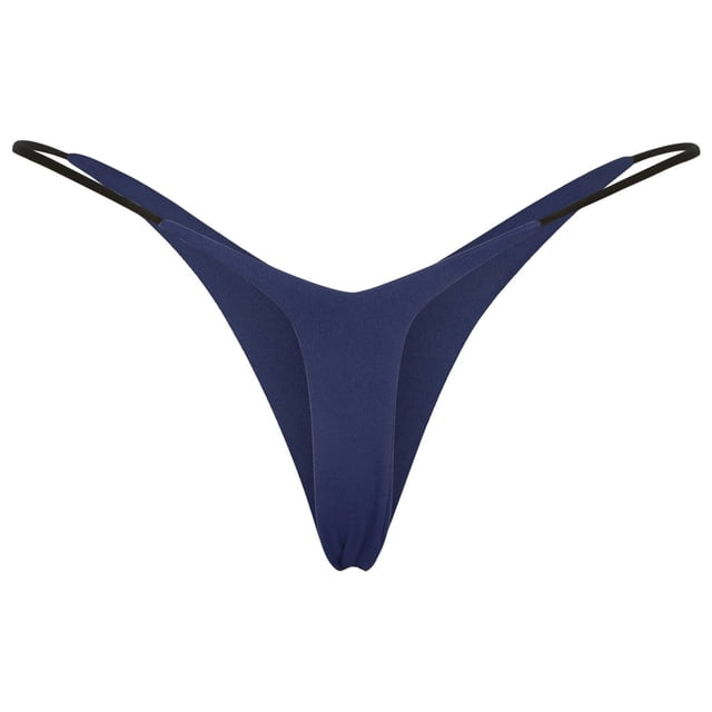 Charmgo String pour Femmes Taille Basse String Chaud pour Femmes Taille Basse Culottes Bikini à Double Couche String Léopard g-String Strings pour Femmes Bleu Marine m