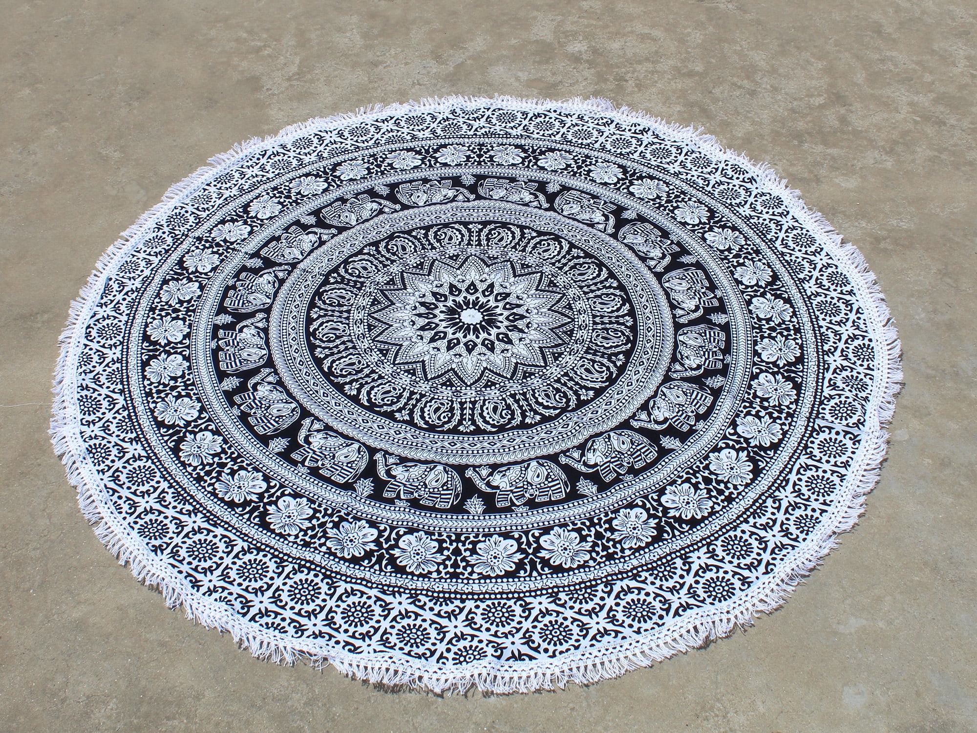 Beach Yoga Mat Round Throw 72" Beautiful Ombre Mandala Tassel Lace Red Tapestry 