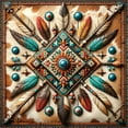 thumbnail image 6 of Ambesonne Rustic Duvet Cover Set, Southwestern Square Feathers, Queen, Turquoise Cocoa and Redbrown, 6 of 6