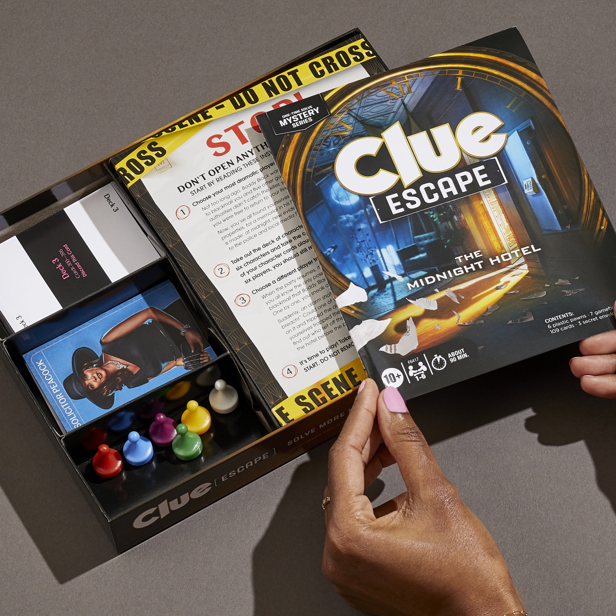  Clue Escape: The Midnight Hotel Board Game, Clue Escape Room  Game, 1-Time Solve Mystery Games, Family Games for Ages 10+, 1-6 Players,  90 Mins. Avg. : Toys & Games