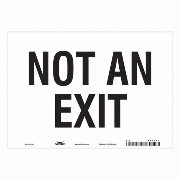Condor Exit Sign, Vinyl, 10" W, 7" H, Not An Exit, White 480H93