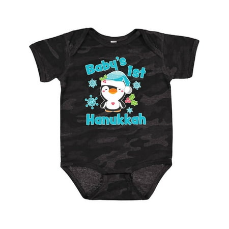 

Inktastic Baby s 1st Hanukkah with cute Penguin and Snowflakes Gift Baby Boy or Baby Girl Bodysuit