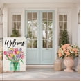 thumbnail image 3 of Welcome Summer Spring Garden Flags for Outside, Tulips Flowers in Mason Jar Yard Decoration, Small Seasonal Outdoor Decor for Wedding Anniversary Farmhouse Holiday,12.5x18 Double Sided, 3 of 6
