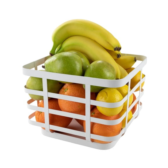 Spectrum Scandinavian Fruit Basket 9.5 Inch for Kitchen Counter Fruit Storage, White