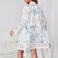thumbnail image 2 of Lake Life Tree Boat Paddle Lighthouse Fish Pattern Night Robe Long Sleeve V Neck Robe With Belt Women's Sleepwear Dresses, 2 of 9