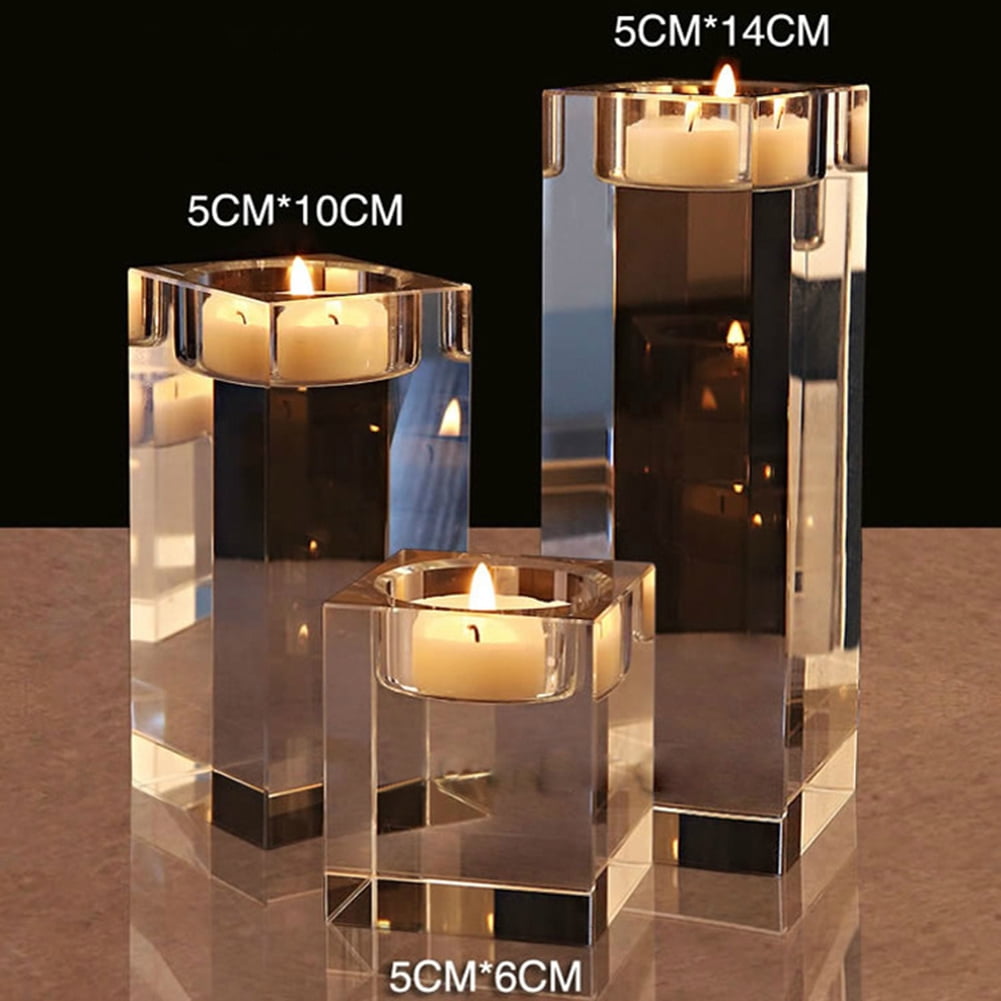 5x Romantic Glass Candle Holder Tealight Candlestick Wedding Home Decor 10cm 