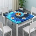thumbnail image 3 of Blue Tie Dye Mandala Pattern Square Fitted Tablecloth with Elastic Edge,Square Table Cover,Washable Elastic Table Cover for Home Kitchen Party Decor 34"x34", 3 of 6