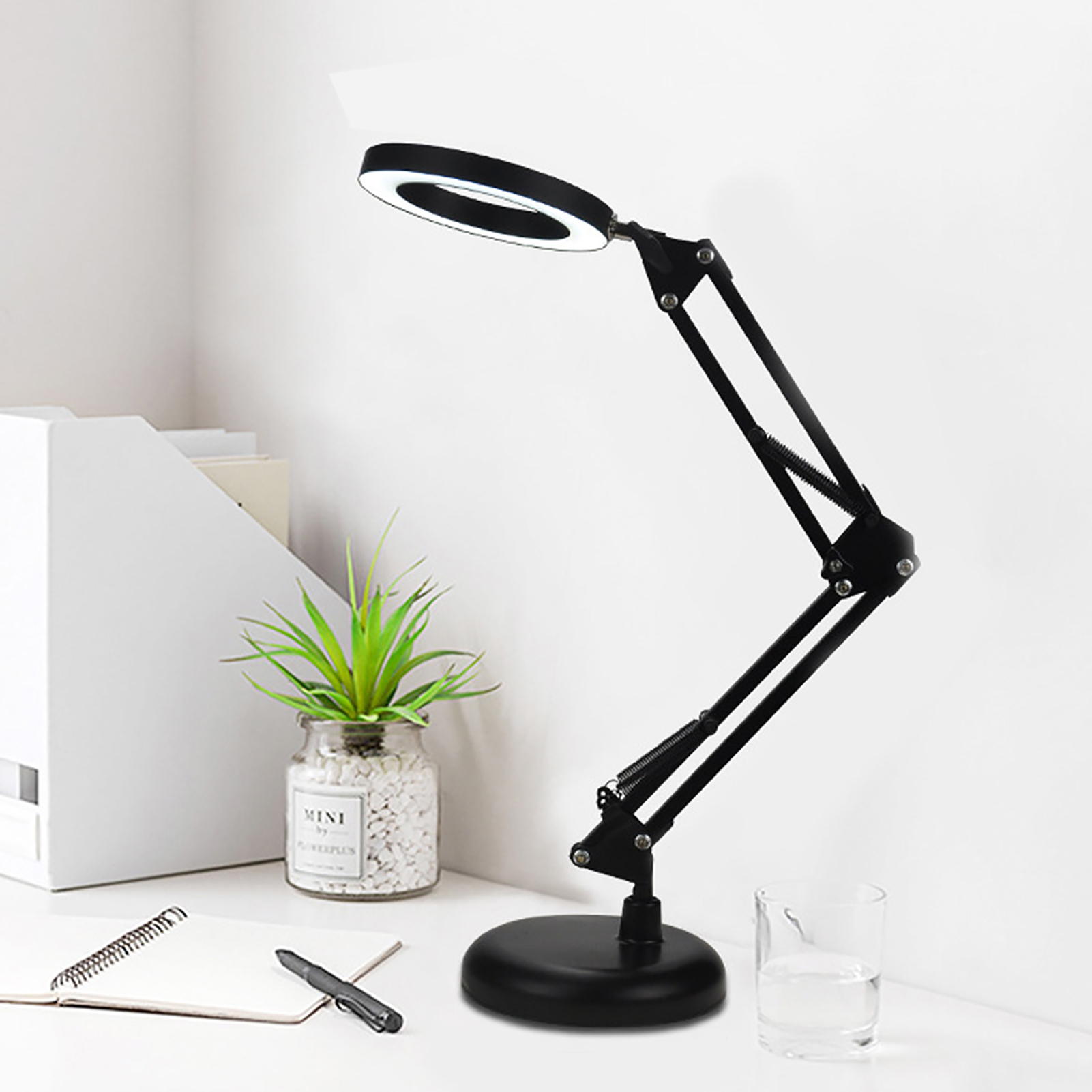 Mavis Laven Foldable Eyecare Table Lamp Flexible Swing Arm Clamp Mount Lamp USB Three Tone Desk Light Black - image 3 of 8