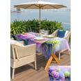 thumbnail image 6 of 60x102 Inch Outdoor Tablecloth with Umbrella Hole Zipper Rectangle Pink Purple Floral Rectangular Tablecloths Outside Waterproof Spring Hydrangea Flower Fantasy Botanical Patio Table Cover for Picnic, 6 of 8