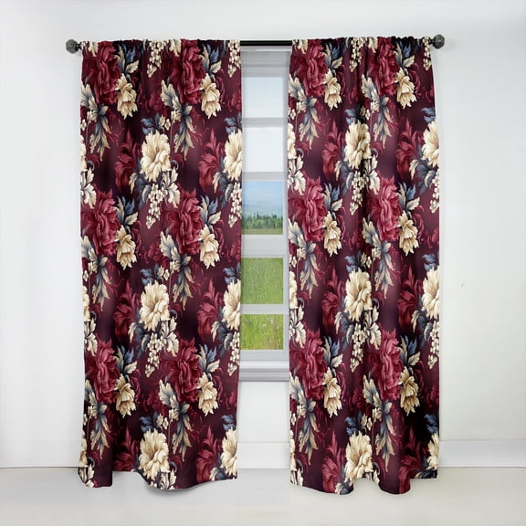 Designart "Grand Regency Damask" Floral Blackout Curtain Single Panel