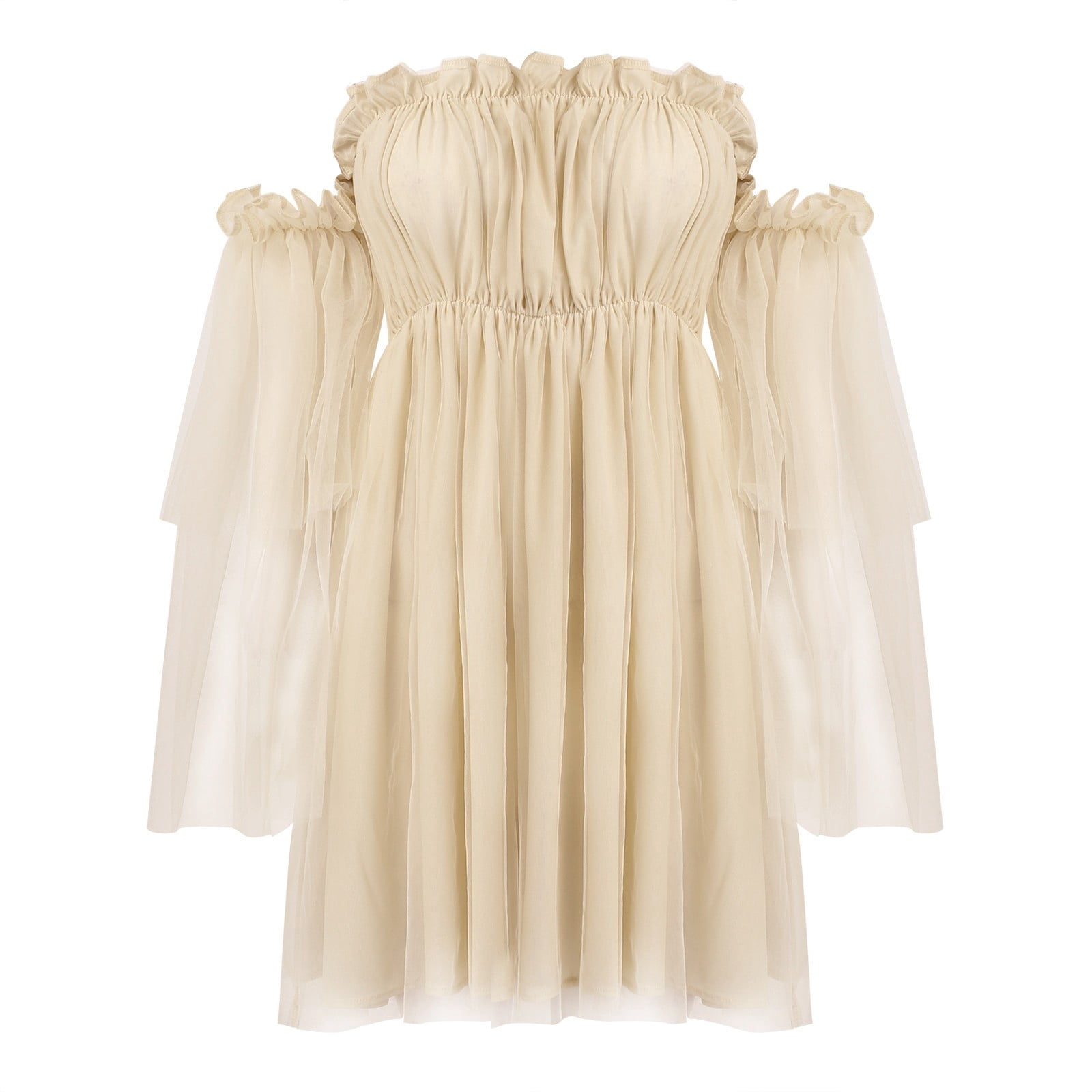 shein off shoulder ruffle mesh dress Off Shoulder Layered Ruffle Detail Mesh Babydoll Dress