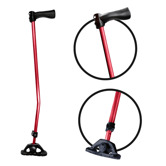 Dynamo Swing Cane - Lightweight, Heavy Duty, All-Terrain and Adjustable - Soft Ergonomic Grip, Articulating Cane Base, Stylish, Perfect for Seniors, Men and Women for Stability and Balance (Red)
