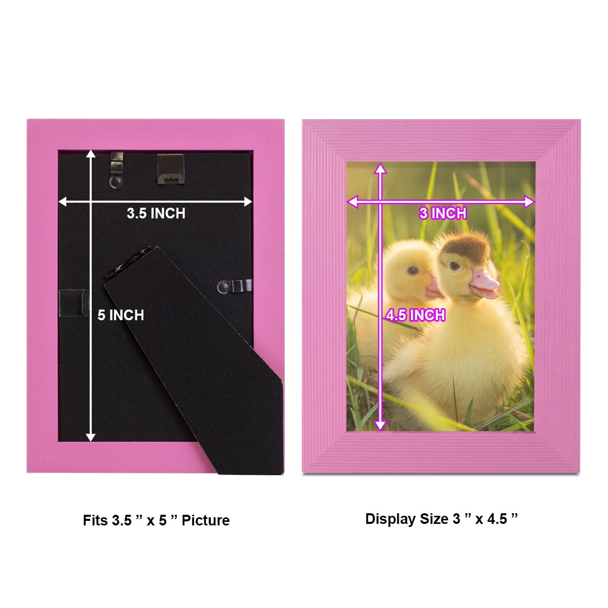Grooved 3.5 in. x 5 in. Pink Picture Frame Set (Set of 4)