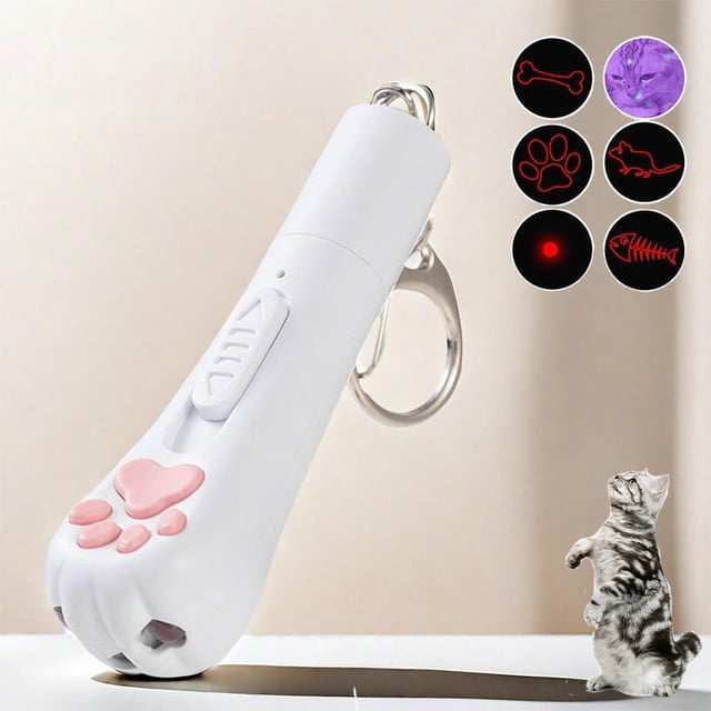 LED Cute Laser Transform Pattern Pet Cat Toys USB Rechargeable Toy Interactive Bright Animation Pointer Light Pen Training Toys