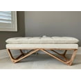 thumbnail image 6 of Boucle White Fabric Upholstered Pillow Cushion Top 48" Hendraheim Ottoman Bench, 6 of 7