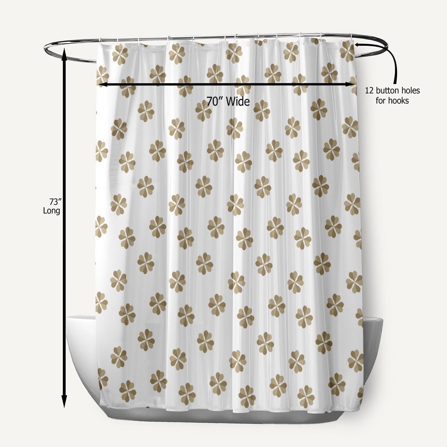 Simply Daisy 70" W x 73" L Lucky Patch Polyester Shower Curtain, Sustainable Green [1 Ct]