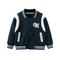 thumbnail image 2 of KYAIGUO Kids Boys Girls Baseball Jacket Cozy Long Sleeve Button Cardigan Outerwear Coat Classic Casual Baseball Jacket, 2 of 8