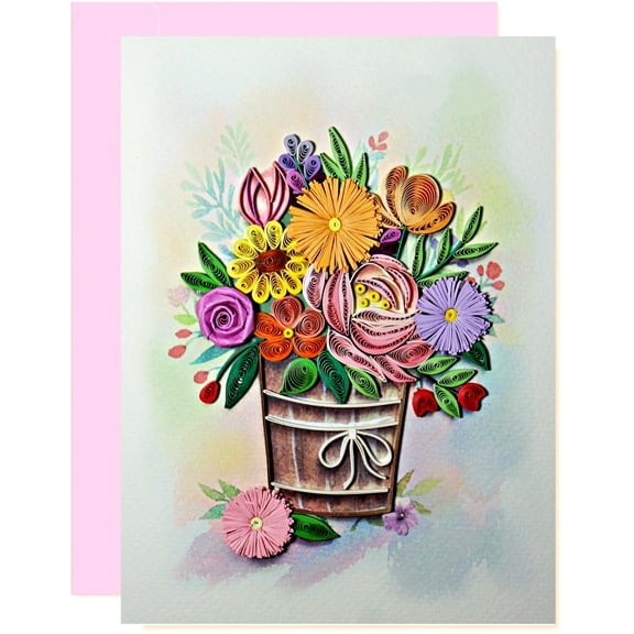 Quilling card for Happy Birthday Day Card, Colorful Coneflowers Greeting Card, Artful Quilling Quilled Card, Floral Card for Birthday, Holiday, Get Well, Sympathy for Him, Her, Friend, Boss, Mom