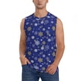 thumbnail image 2 of Lsque Golden Snowflakes Royal Blue Print Men's Cotton Blend Sleeveless Muscle Shirts (S-3XL)- Moisture Wicking, Odor Protection, UPF 30+,Medium, 2 of 8