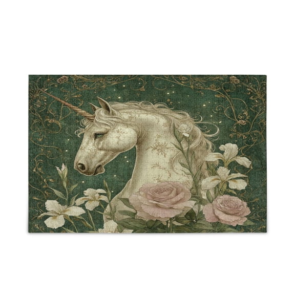 WOBOGO Retro Unicorn Puzzle Challenge 500 Piece Jigsaw Suitable for Game Night Finished Size 20.5 x 14.9in