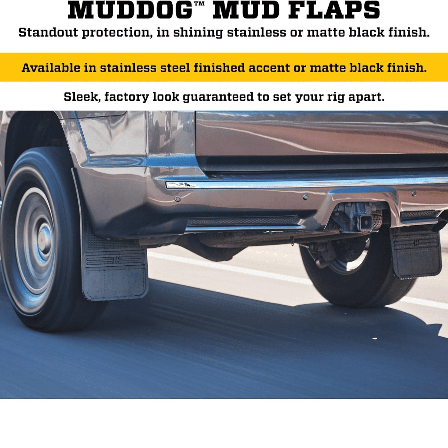 Universal Muddog Mud Flaps | Rubber Front Mud Flaps - 12" w/o Weight - Black (FITS Various Ford, Chevy, Dodge, GMC, Toyota, Nissan, Hummer