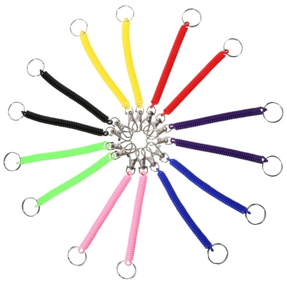 14 Pcs Key Fob Key Rings Keychains Coil Keychain Spiral Key Chain Retractable Key Chain